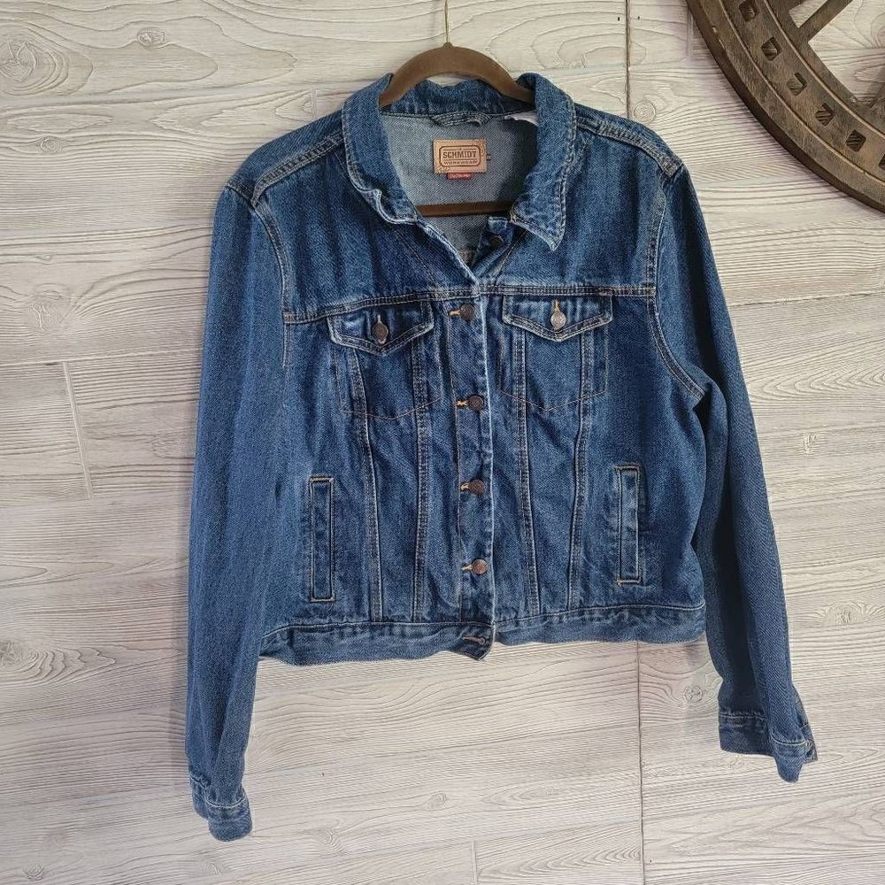 Schmidt Jean Jacket Womens SZ 2X Denim 100% Cotton